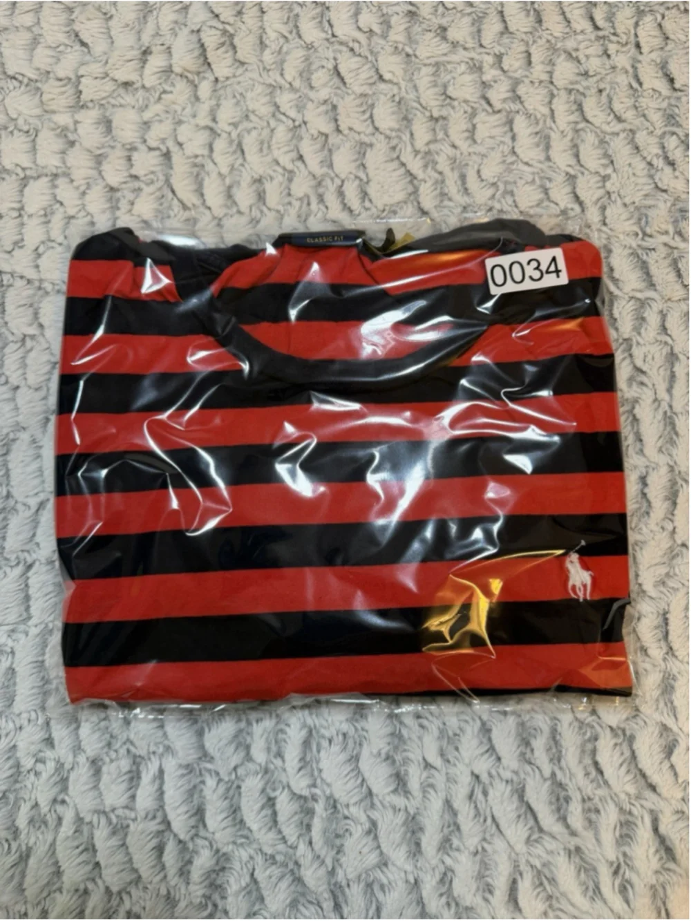 Polo Ralph Lauren Men's Red Navy Striped Logo Crew Neck Short Sleeve T-Shirt L